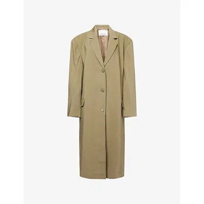 The Frankie Shop Womens Khaki Tribeca Long Woven Coat Xs In Brown