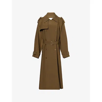The Frankie Shop Womens Khaki Veyron Double-breasted Woven Trench Coat Xs
