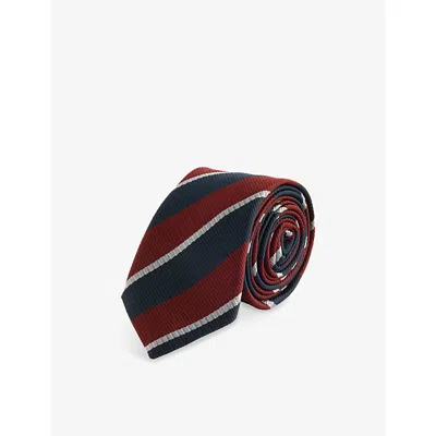 The Frankie Shop Womens Lene Striped Woven Tie Burgundy