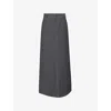 The Frankie Shop Womens Malvo Long Woven Pencil Skirt Charcoal In Gray