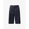The Frankie Shop Womens Navy Bilbao Pleated Wool Bermuda Shorts