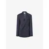 The Frankie Shop Womens Navy Newark Double-breasted Wool-blend Blazer