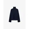 The Frankie Shop Frankie Shop Womens Charcoal Rhea Turtleneck Wool And Cotton-blend Knitted Jumper In Blue