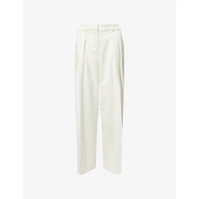 The Frankie Shop Womens Off White Daytona Pleated Wool Trousers Xs In Neutral