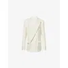 The Frankie Shop Womens Off White Newark Double-breasted Wool-blend Blazer