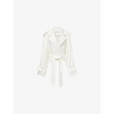 The Frankie Shop Womens Off White Simona Short Woven Trench Coat Xs