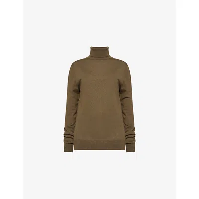The Frankie Shop Womens Eve Turtleneck Wool Jumper Olive In Green