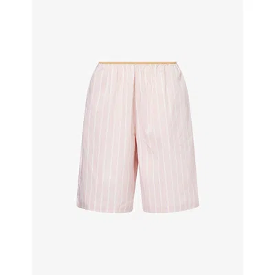 The Frankie Shop Womens Pink Stripes Elyn Striped Cotton-blend Shorts