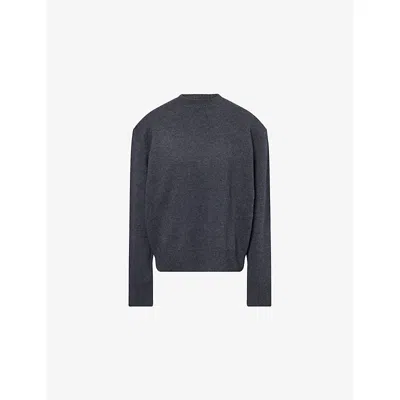The Frankie Shop Womens Dark Grey Melange Rafaela Padded Merino Wool And Cashmere-blend Jumper Xs In Gray
