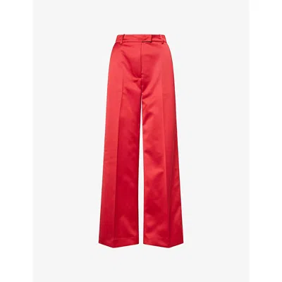 The Frankie Shop Womens Red Brickell Wide-leg Satin Trousers