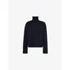 The Frankie Shop Womens  Rhea Turtleneck Wool And Cotton-blend Jumper In Navy