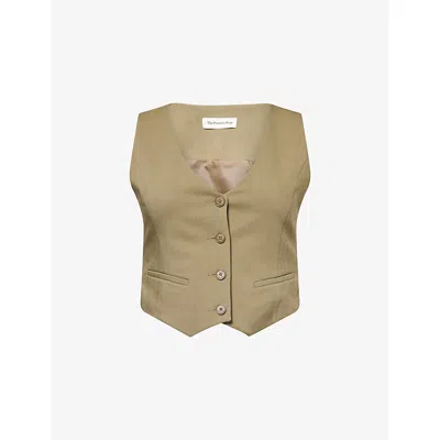 The Frankie Shop Womens Khaki Roma Woven Vest In Brown