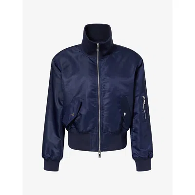 The Frankie Shop Womens Storm Cropped Bomber Jacket Navy Xl