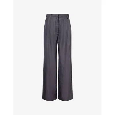 The Frankie Shop Womens Storm Grey Marfa Wide-leg Woven Trousers Xs In Blue