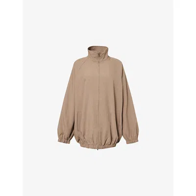 The Frankie Shop Womens Baxter Oversized Woven Track Jacket Taupe In Multi