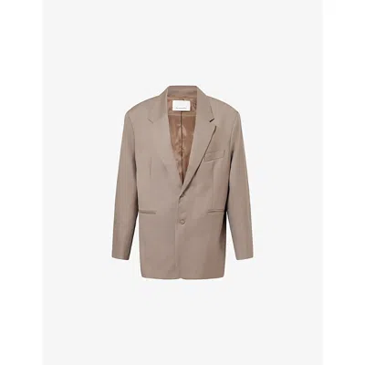 The Frankie Shop Womens Crosby Notch-lapel Woven Blazer Taupe Xxs In Brown