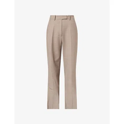 The Frankie Shop Womens Brickell Wide-leg Woven Trousers Taupe Melange Xs In Neutral
