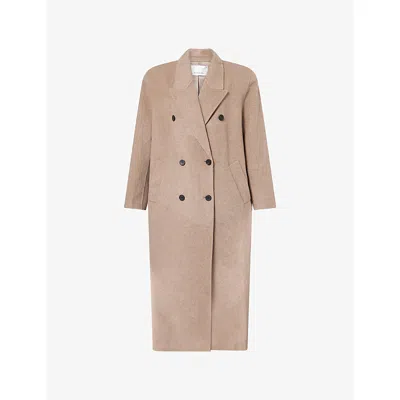 The Frankie Shop Womens Gaia Double-breasted Wool-blend Coat Taupe Melange In Brown