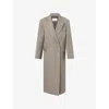 The Frankie Shop Womens Jane Double-breasted Woven Long Coat Taupe Melange Xs In Gray