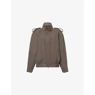 The Frankie Shop Womens  Kelly Padded Double-weave Blouson Jacket In Brown
