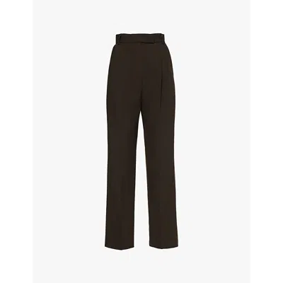 The Frankie Shop Womens Dark Espresso Bea Straight-leg Mid-rise Stretch-woven Trousers