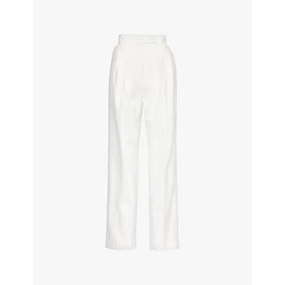 The Frankie Shop Womens White Bea Straight-leg Mid-rise Stretch-woven Trousers