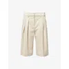 The Frankie Shop Womens Cement Bilbao Pleated Wool Bermuda Shorts
