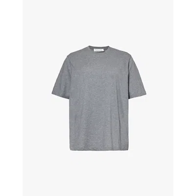 The Frankie Shop Womens Dark Grey Melange Harper Short-sleeve Organic-cotton Jersey T-shirt In Dark Grey Melange