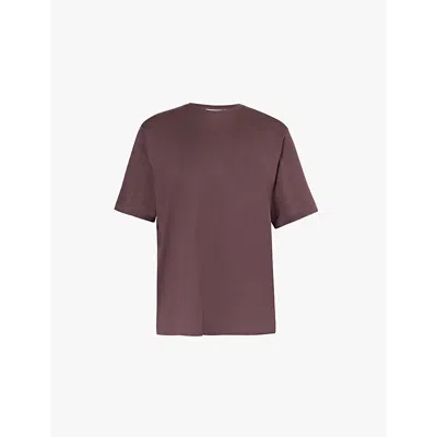 The Frankie Shop Womens Dark Plum Harper Short-sleeve Organic-cotton Jersey T-shirt In Dark Plum