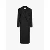 The Frankie Shop Womens Jane Long Double-breasted Twill Coat Black
