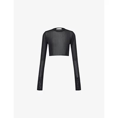 The Frankie Shop Womens Black Kazel Crop Knitted Top