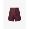 The Frankie Shop Womens Burgandy Lise Tailored Suede Shorts In Purple