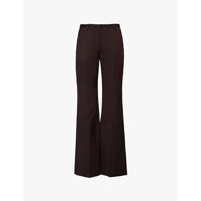 The Frankie Shop Womens Lyra Flared-leg Twill Trousers Brown