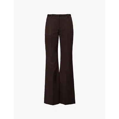 The Frankie Shop Womens  Lyra Flared-leg Twill Trousers In Brown
