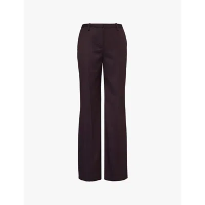 The Frankie Shop Womens Dark Plum Lyra Flared-leg Twill Trousers In Dark Plum
