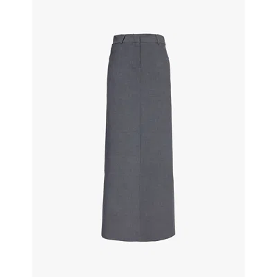 The Frankie Shop Frankie Shop Womens Grey Malvo Split-hem Wool-blend Maxi Skirt