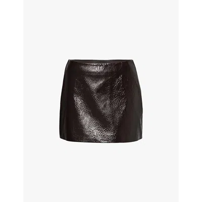 The Frankie Shop Womens Mary High-shine Faux-leather Mini Skirt Brown