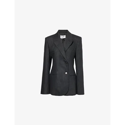 The Frankie Shop Womens Dark Grey Melange Morrison Double-breasted Regular-fit Stretch-wool Blazer