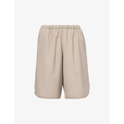 The Frankie Shop Womens Beige Melange Nelis Wool Bermuda Shorts In Neutral