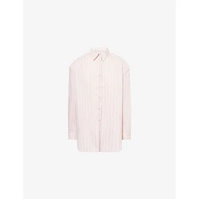 The Frankie Shop Womens Pink Stripes Oana Oversized Woven Shirt