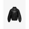 The Frankie Shop Womens Black Prescott Oversized Leather Bomber Jacket Xs In Black