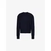 THE FRANKIE SHOP WOMENS NAVY RAFAELA PADDED-SHOULDER RELAXED-FIT WOOL-BLEND KNITTED JUMPER