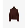 The Frankie Shop Rhea Wool And Cotton Turtleneck Sweater In Brown