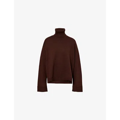 THE FRANKIE SHOP WOMENS BROWN RHEA TURTLENECK COTTON-WOOL BLEND KNITTED JUMPER