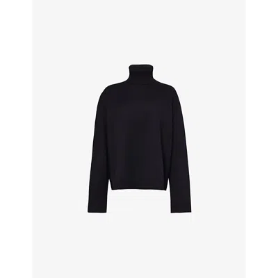 The Frankie Shop Frankie Shop Womens Black Rhea Turtleneck Wool And Cotton-blend Jumper