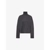 The Frankie Shop Womens Charcoal Rhea Turtleneck Wool And Cotton-blend Knitted Jumper In Black