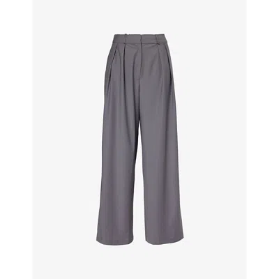 The Frankie Shop Womens Grey Ripley Pleated Wide-leg Wool-blend Trousers