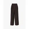 The Frankie Shop Frankie Shop Womens Brown Ripley Wide-leg High-rise Wool-blend Trousers In Brown