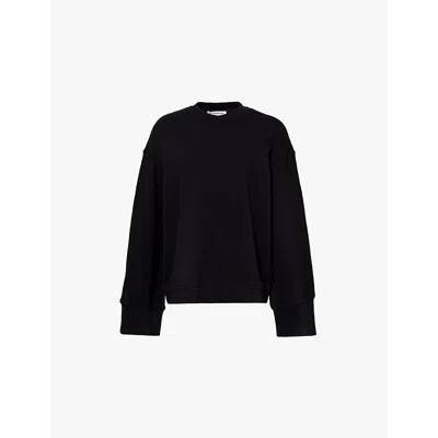 The Frankie Shop Womens Black Talia Round-neck Cotton-blend Sweatshirt