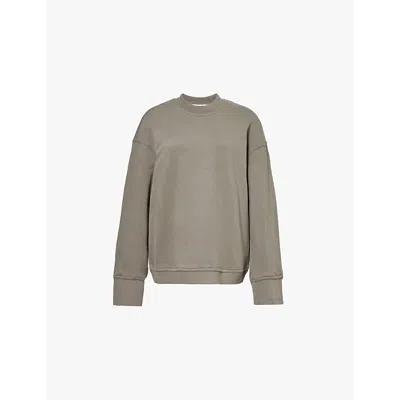 The Frankie Shop Womens Light Khaki Talia Round-neck Cotton-blend Sweatshirt In Light Khaki